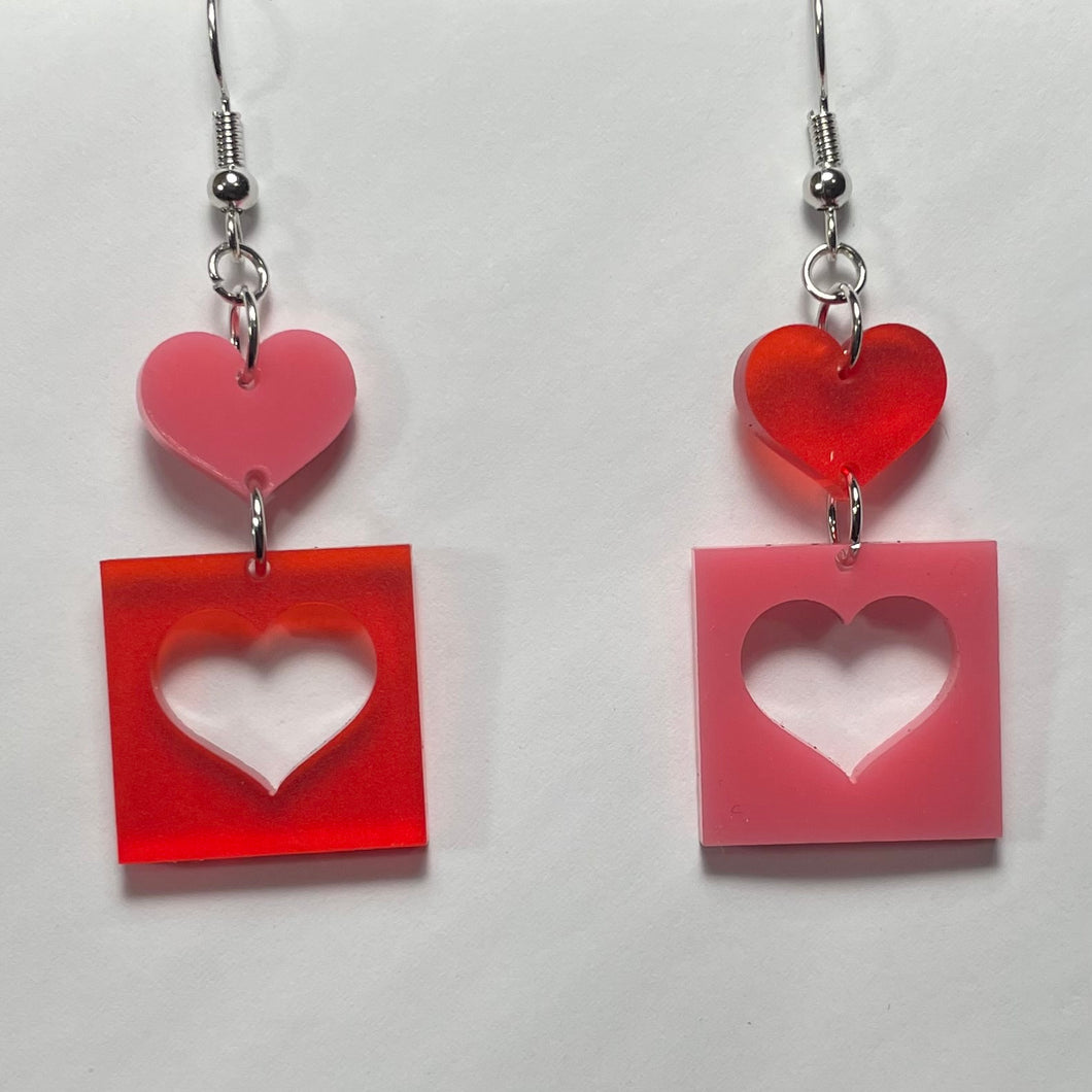 Heart/Dot & Squares Earrings